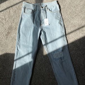 Boutique acid wash mom jeans